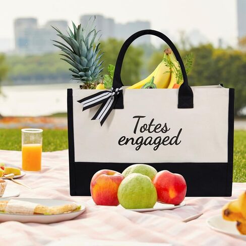 TOPDesign Canvas Tote Bag, Bridal Shower Gifts for Bride, Wedding Bachelorette Bride Gifts Shoulder Bag in Kuwait