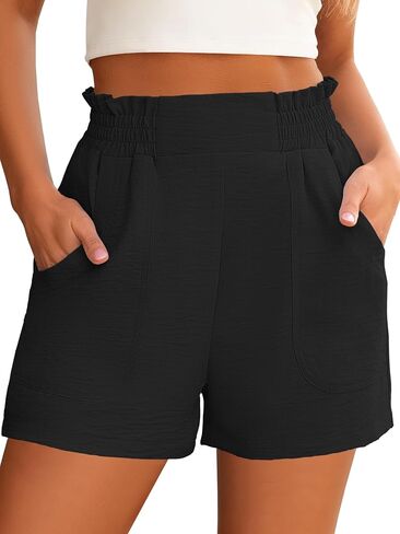 ANRABESS Women Summer Casual Shorts Elastic High Waisted Wide Leg Cute Dressy Beach Shorts 2025 Fashion Vacation Outfits in Kuwait