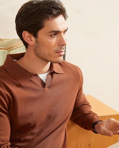 kallspin men knit polo سترة منتظمة fit v v cotton cotton long long classic سترة السترة in Kuwait