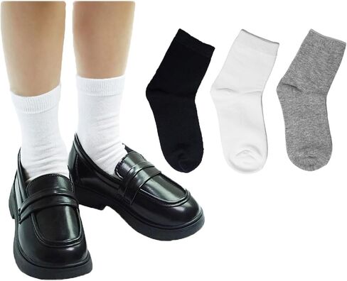 Boys Dress Socks 3 Pairs Kids Boys Girls Crew Dress Sock Cotton Uniform Socks for Girls in Saudi Arabia
