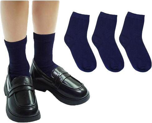 Boys Dress Socks 3 Pairs Kids Boys Girls Crew Dress Sock Cotton Uniform Socks for Girls in Saudi Arabia