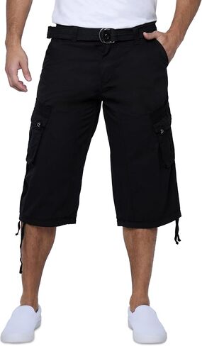 X RAY Men's Belted Long Cargo Shorts for Men, Below Knee Length Mens Cargo Shorts, 3/4 Pants (Big and Tall Shorts for Men) in Saudi Arabia