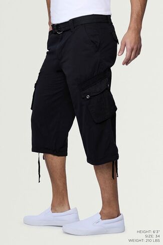 X RAY Men's Belted Long Cargo Shorts for Men, Below Knee Length Mens Cargo Shorts, 3/4 Pants (Big and Tall Shorts for Men) in Saudi Arabia