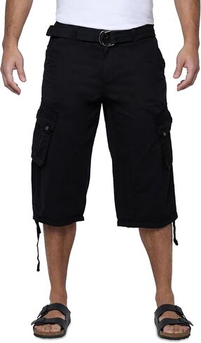 X RAY Men's Belted Long Cargo Shorts for Men, Below Knee Length Mens Cargo Shorts, 3/4 Pants (Big and Tall Shorts for Men) in Saudi Arabia
