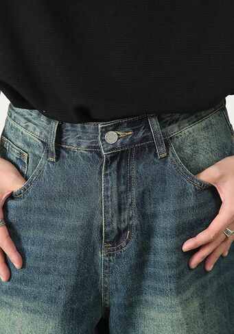 Mens Baggy Jean Shorts Summer Wide Leg Loose Fit Casual Vintage Hip Hop Streetwear Denim Shorts Y2k in Kuwait