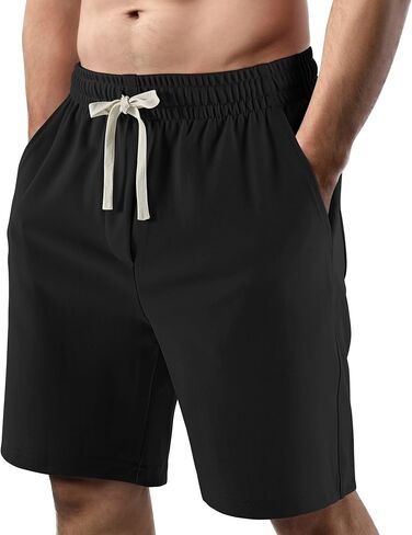 Men's Casual Shorts Elastic Waist Drawstring Lightweight Outdoor Summer Beach Shorts with Pockets Hiking Shorts in Saudi Arabia