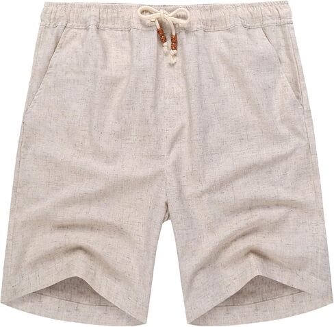 COOFANDY Men's Linen Shorts Casual Elastic Waist Drawstring Summer Beach Shorts in Saudi Arabia