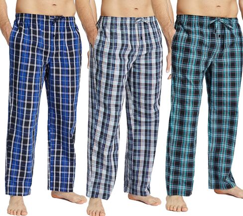 JupiterSecret Mens Pajama Pants Set Cotton Lightweight Plaid Sleep & Lounge Pants, PJ Bottoms with Pockets and Button Fly in Saudi Arabia