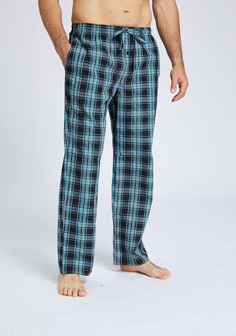 JupiterSecret Mens Pajama Pants Set Cotton Lightweight Plaid Sleep & Lounge Pants, PJ Bottoms with Pockets and Button Fly in Saudi Arabia