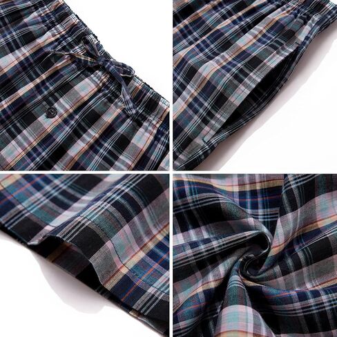 JupiterSecret Mens Pajama Pants Set Cotton Lightweight Plaid Sleep & Lounge Pants, PJ Bottoms with Pockets and Button Fly in Saudi Arabia