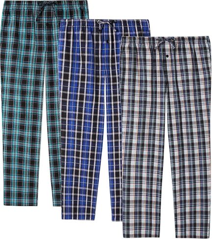 JupiterSecret Mens Pajama Pants Set Cotton Lightweight Plaid Sleep & Lounge Pants, PJ Bottoms with Pockets and Button Fly in Saudi Arabia