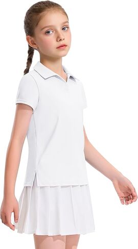 KEREDA Girls Polo Shirts Golf Tennis School Uniform Short Sleeve T Shirts V-Neck Collared Quick Dry Tops in Kuwait