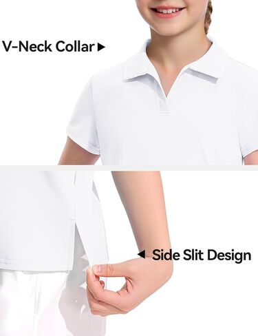 KEREDA Girls Polo Shirts Golf Tennis School Uniform Short Sleeve T Shirts V-Neck Collared Quick Dry Tops in Kuwait