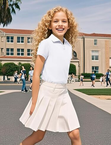 KEREDA Girls Polo Shirts Golf Tennis School Uniform Short Sleeve T Shirts V-Neck Collared Quick Dry Tops in Kuwait