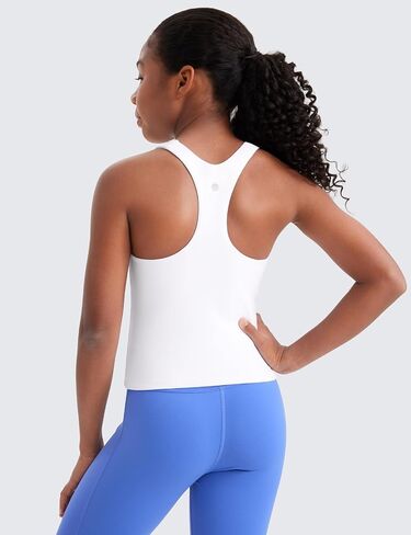 CRZ YOGA Girls Butterluxe Double Lined Tank Tops Waist Length High Neck Racerback Sleeveless Teen Kids Active Casual Dance in Kuwait