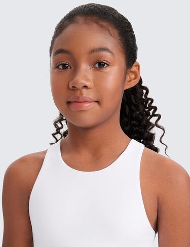 CRZ YOGA Girls Butterluxe Double Lined Tank Tops Waist Length High Neck Racerback Sleeveless Teen Kids Active Casual Dance in Kuwait