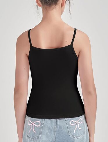 EXARUS 5/7 Pack Girls Padded/Unpadded Tank Tops Cropped/Full Length Stretchy Sleeveless Spaghetti Straps Cami Top in Kuwait