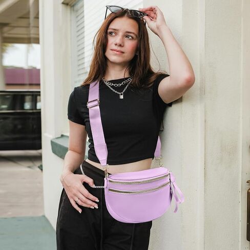 Crossbody Bags Bum Bag for Women Large Sling Bag Purse with Adjustable Strap（Black） in Kuwait