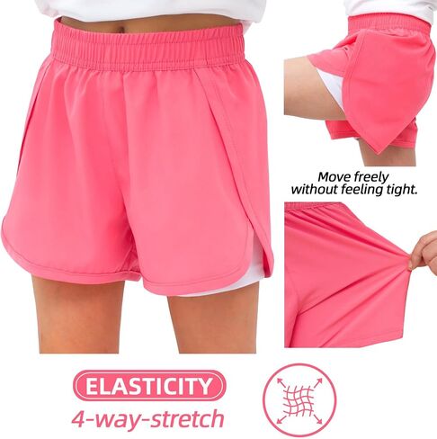 MEILONGER Girls Swim Shorts 2 in 1 Bathing Suits Kids Quick Dry Boardshort Bottoms Swimming Swimwear with Compression Liner in Kuwait