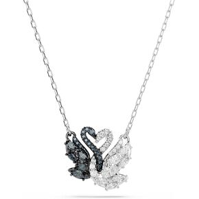 Swarovski Swan Pendant, Swan, Black, Rhodium Finish
