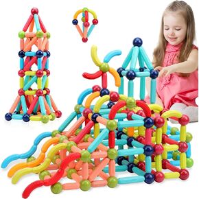 Couomoxa Magnetic Toy STEM للأطفال الصغار: 74pcs Montessori Building Builds Set 2 3 4 5 6 6 Ageens Boys Girls - Game Educational Preschool Learning Game - Playroom Gift for 3+ Kids