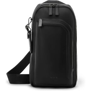 TUMI Harrison Gregory Sling - Lightweight Leather Crossbody with Multiple Compartments - Casual Side Bags - Black Bombe