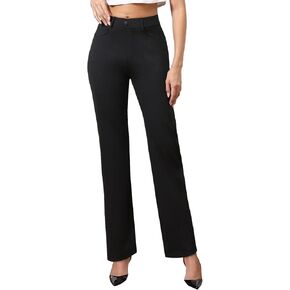 Agenlulu High Waisted Dress Pants for Women Petite/Regular/Tall Straight Leg Pull On Office Work Slacks 28"/29.5"/31.5"