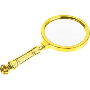 VILLCASE Gold Plated Magnifying Glass Fresnel Lens Hand Lens Magnifier Glass Magnifying Lens Magnifiers Small Tools Kid Toy Portable Glasses Zinc Alloy Elderly