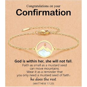 Gold Move Mountains-Mustard Seed Bracelet Baptism Confirmation Catholic Christian Easter Gifts for Women Girls
