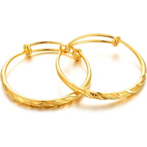 Ethlyn 2pcs/lot 18K Gold Plated 12months Children Mini Size Bangles Bracelet Christmas Birthday gifts