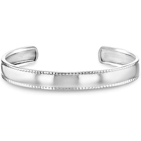 925 Sterling Silver Classic Cuff Bangle Bracelet for Baby Girls & Toddlers - Delicate Cuff Bangle with Safe & Smooth Edge for Infants, Babies & Toddlers - Simple & Classic Bangles for Girls