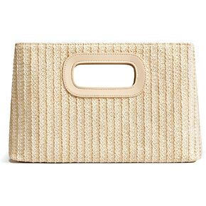 Chic Straw Clutch Purses for Women with Top Handle Summer Bag, Ideal Vacation Handbags and Woven Boho Beach Bags