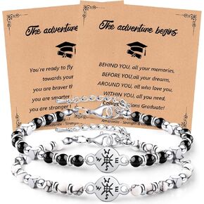 Graduation Gifts 2025 Compass Graduation Bracelets Set for Her Him, Graduation Gift for Middle School High School and College Students 5th 8th Grade Comes with 2 Inspirationa