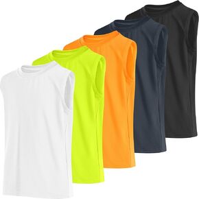 Cooraby 5 Pack Boys Dry-Fit Active Performance Tank Top Oblesseress Undershirt Cool Quick Dry Training Prockut