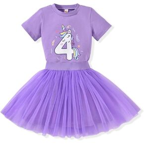 4th Birthday Outfit Girl,4 Year Old Fourth Four Shirt Skirt Outfit for Toddler Girls in Kuwait