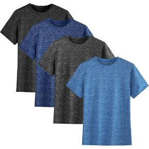 4 حزمة شباب الأولاد أطفال تي القمصان السريعة جافة قصيرة الأكمام رطوبة الفتل القمصان قمصان الرياضية (سن 5-18Y) in Kuwait