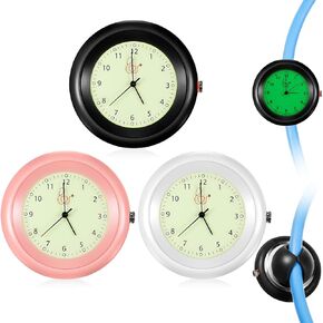 3 Pcs Glow in the Dark Stethoscope Watch Nurse Gift Clip on Stethoscope Clock with Second Hand Pocket Watch with Medical Symbols Accessories 2025 CNA Week Appreciation Gift for Doctor Clinic Staff