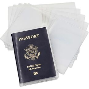 Pack of 6 Clear Passport Cover, Clear Passport Case with Travel Document & Credit Card Organizer, Waterproof Passport Holder for Travel, Made with Heavy Duty Plastic for US Passports