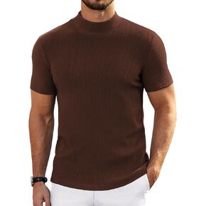 Coofandy Mens Mourtleneck Sweater Sweater قصيرة الأكمام سلحفاة رقبة سترات غير رسمية مزلبيها مسببة السحب قمم الصلبة الصلبة الأساسية