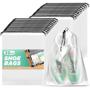 Transparent Shoe Bags for Travel 22 Pack Large Clear Shoe Organizers Pouch with Rope Portable Drawstring Storage Bag for Men & Women