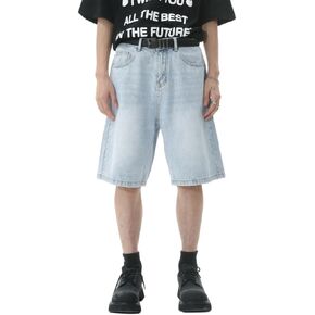 Mens Baggy Jean Shorts Loose Fit Jorts Summer Casual Wide Leg Denim Shorts Y2K with Pockets