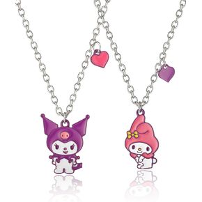 SALLY ROSE Sanrio Kuromi and My Melody Best Friend Necklace for 2 Official License, Fashion BFF Necklace for 2
