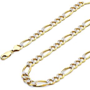 Wellingsale 14K Hollow Gold Figaro Chains (Select Options)
