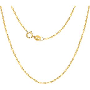 Solid 18K Gold Necklace 1mm Dainty Flat Mariner Chain Necklace with Spring Ring Clasp Stamped Au750