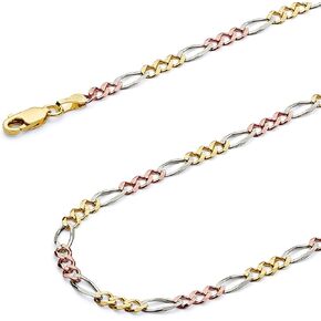 Wellingsale 14K Solid Gold Figaro Cains (حدد خيارات)
