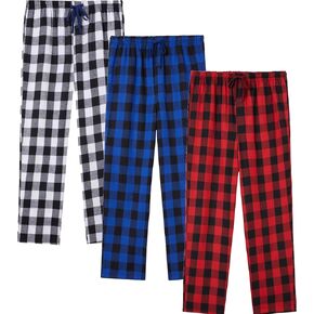 JupiterSecret Mens Pajama Pants Set Flannel Cotton Lightweight Sleep & Lounge Pants, PJ Bottoms with Pockets and Button Fly