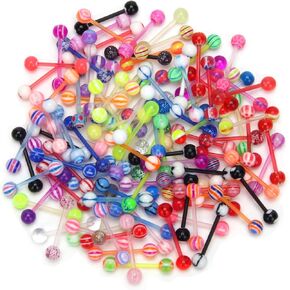 جملة 14G لسان حلقات الحديد ألوان متنوعة 110 PCs كرة أكريليك