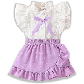 Girls Summer Clothes 2 Pieces Party Outfits Ruffle Sleeveless Birthday Princess Dresses Skirt Set