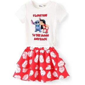 Disney Frozen Elsa Princess Moana Minnie Toddler Girl Dress: Girls Summer T-Shirt & Layered Skirt 2-Piece Outfit Set (2-6Y)