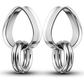 2 PCS مقاييس الأذن مع 2 حلقات الأنف hypoallergenic 316 أقراط الفولاذ المقاوم للصدأ مقاوم المقاوم المقاوم المقاوم المقاوم المقاوم المقاوم المقاوم لها نقالات لطيف بالإضافة إلى أنفاق (0g-1 ") 8mm-25mm 00g ثقب المجوهر